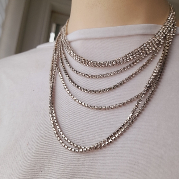 Multi Strand Rhinstone Neckalce - Picture 2 of 5